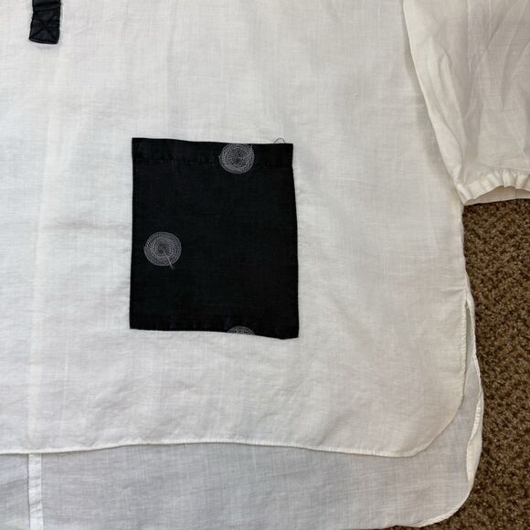 LA Fixsun Linen Tunic Top Womens S Oversized Lagenlook Minimalist Polka Dots - Picture 2 of 13